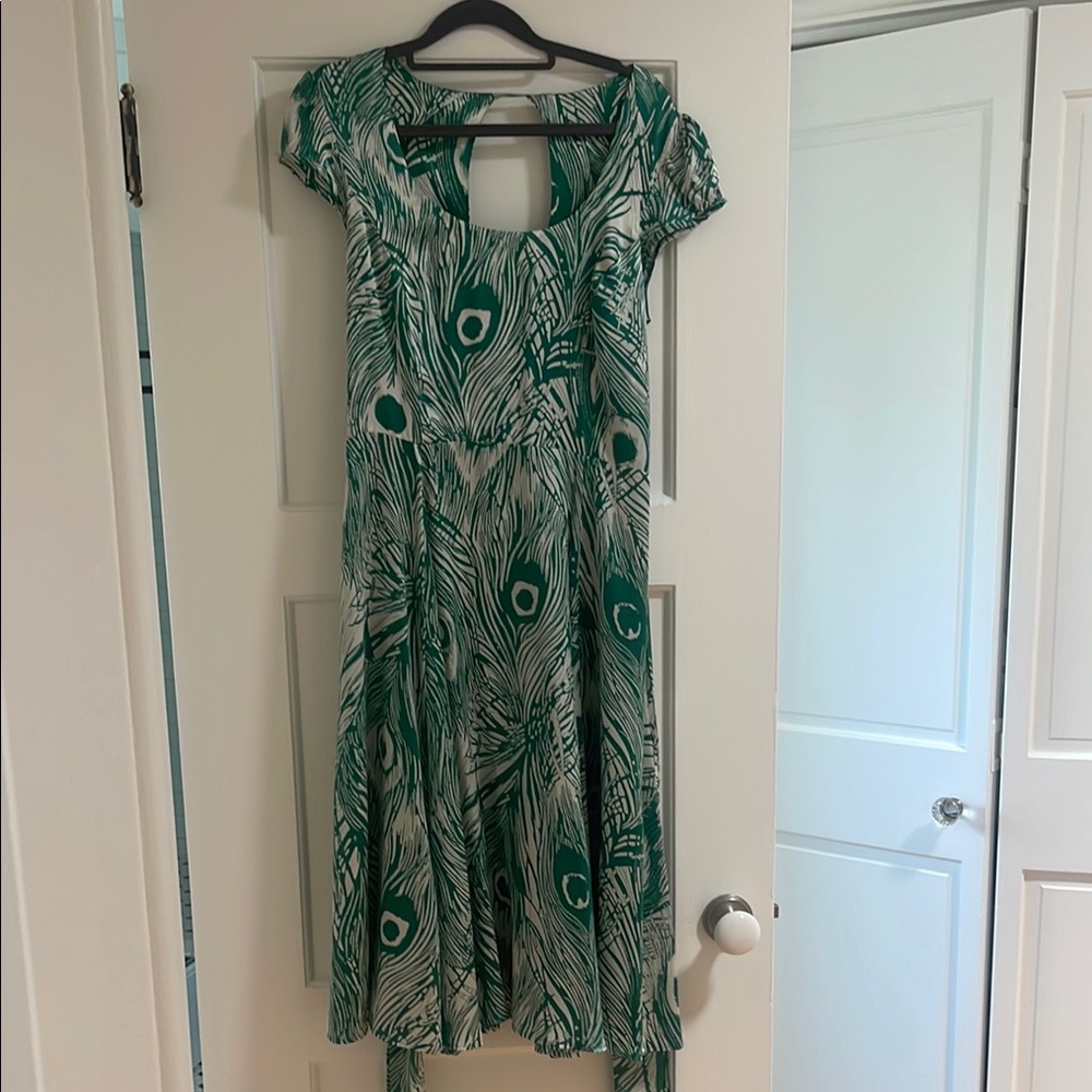 Nu Collective Green and White Scoop Neck Sundress